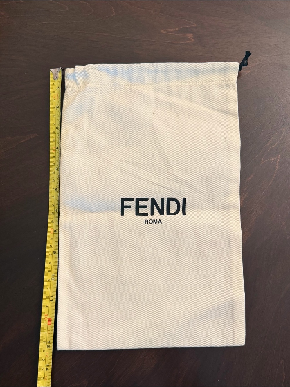 Fendi Cream Canvas Drawstring Pouch with Black Logo 13x8.5 - Picture 1 of 2